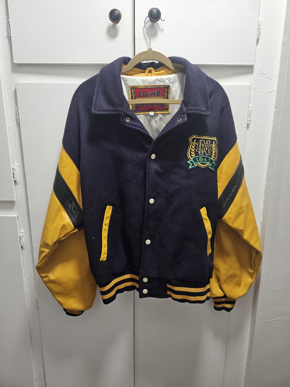 Notre Dame Varsity Jacket - Navy & Yellow Men’s Letterman Coat